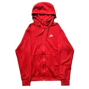 Nike Hoodie Red Pullover Men's Small Kangaroo Pocket Athletic Zipper